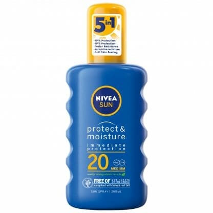 Nivea Sun Protect & Moisture Body Milk Spray Spf20 Αντηλιακό Γαλάκτωμα Σώματος Μεσαίας Αντηλιακής Προστασίας 200ml