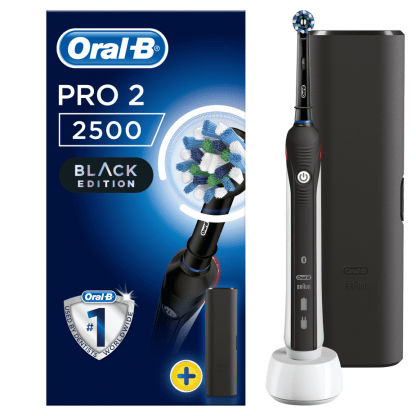 Oral-B Pro 2 2500 Black Edition Ηλεκτρική Οδοντόβουρτσα & Δώρο Θήκη Ταξιδιού
