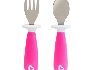 Munchkin Raise Toddler Fork & Spoon Set Εκπαιδευτικό Σετ Κουτάλι & Πιρούνι 2 Τεμάχια - ροζ