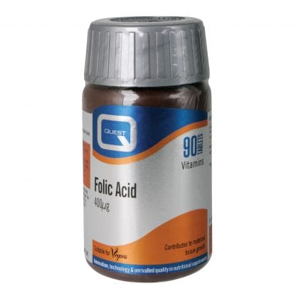 Quest Folic Acid 400μg Συμπλήρωμα Διατροφής με Φυλλικό Οξύ που Συμβάλλει στην Ανάπτυξη του Μητρικού Ιστού στην Εγκυμοσύνη 90tabs