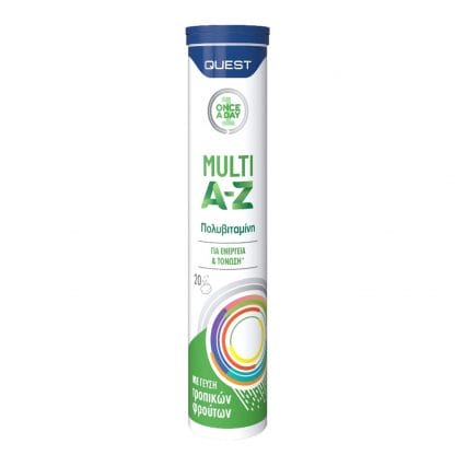 Quest Multi A-Z Multivitamin Πολυβιταμινούχο Συμπλήρωμα Διατροφής για Ενέργεια & Τόνωση 20eff.tabs