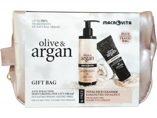 Macrovita Gift Bag Olive Argan Anti-Pollution Moisturizing Fine City Cream 50ml & Δώρο Total Face Cleanser 200ml & Travel Bag