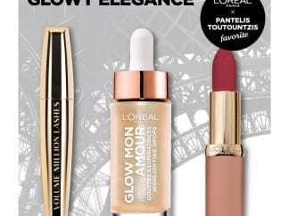 L'oreal Paris Glowy Elegance Make up Set Glow Mon Amour 15ml, Volume Million Lashes Mascara 10.7ml,Color Riche Ultra Matte 4.2gr