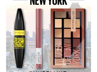 Maybelline New York Make up Set Super Stay Ink Crayon 14gr,Nudes of New York Eye Palette 18gr,Colossal Go Extreme Mascara 9.5ml