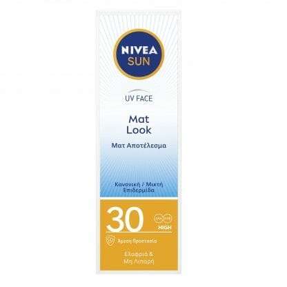 Nivea Sun UV Face Cream Mat Look Spf30 for Normal Skin 50ml,Αντηλιακή & Ενυδατική Κρέμα Προσώπου Υψηλής Προστασίας & Ματ Υφής γι