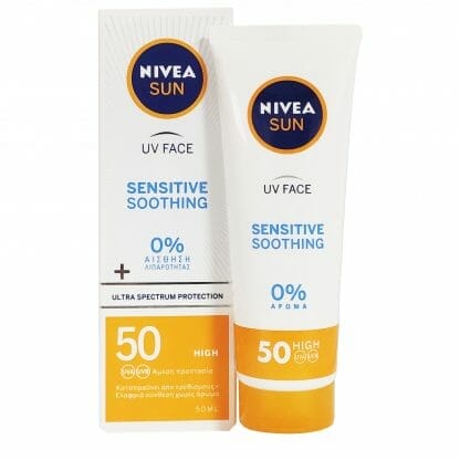 Nivea Sun UV Face Sensitive Soothing Spf50 Αντηλιακή Κρέμα Προσώπου Υψηλής Προστασίας της Ευαίσθητης Επιδερμίδας 50ml