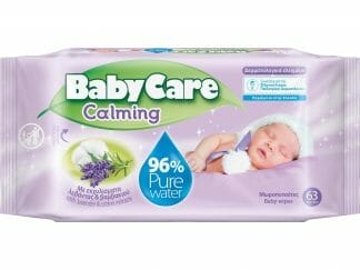 BabyCare Calming Pure Water Baby Wipes Καταπραϋντικά Μωρομάντηλα με Εκχύλισμα Λεβάντας & Βαμβακιού 63 Τεμάχια