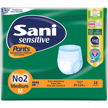 Sani Sensitive Pants Ελαστικό Εσώρουχο Ακράτειας 14 Τεμάχια - No2 Medium