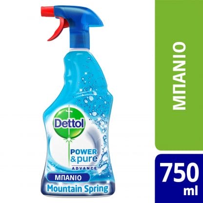 Dettol Power & Pure Spray with Fresh Mountain Spring Καθαριστικό Spray Μπάνιου με Ενεργό Οξυγόνο 750ml