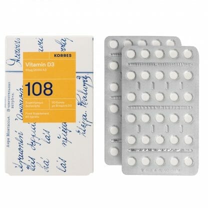 Korres 108 Vitamin D3 50μg (2000iu) Συμπλήρωμα Διατροφής Βιταμίνης D3 60tabs
