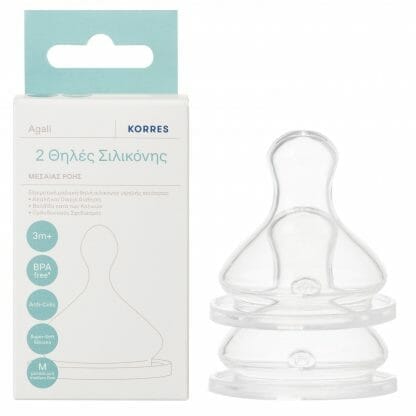 Korres Silicone Teats, Medium Flow Θηλές Σιλικόνης, Μεσαίας Ροής 2 Τεμάχια