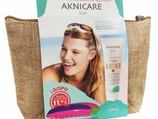 Synchroline Πακέτο Προσφορας Aknicare Sun SPF30 Αντηλιακή Κρέμα Προσώπου 50ml & ΔΩΡΟ Hair Ties Dessata Brush Purple 1 Τεμάχιο