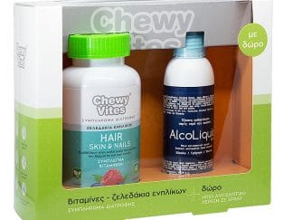 Vican Πακέτο Προσφοράς Chewy Vites Adults Hair Skin & Nails 60Ζελεδάκια & Δώρο AlcoLiquid Spray Ήπιο Αντισηπτικό Χεριών 150ml