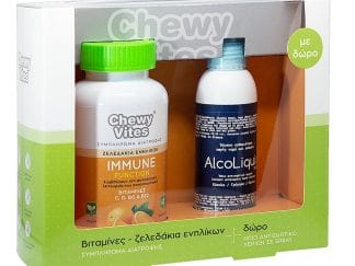 Vican Πακέτο Προσφοράς Chewy Vites Adults Immune Function 60Ζελεδάκια & Δώρο AlcoLiquid Spray Ήπιο Αντισηπτικό Χεριών 150ml