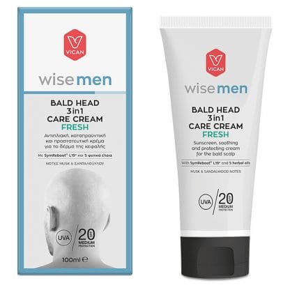Vican Wise Men Bald Head 3 in 1 Care Cream Fresh Αντιηλιακή, Καταπραϋντική & Προστατευτική Κρέμα για το Δέρμα της Κεφαλής 100ml