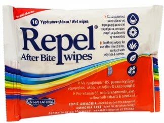 Uni-Pharma Repel After Bite Wipes Καταπραϋντικά Υγρά Μαντηλάκια για Γρήγορη Ανακούφιση από τα Τσιμπήματα 10 wipes