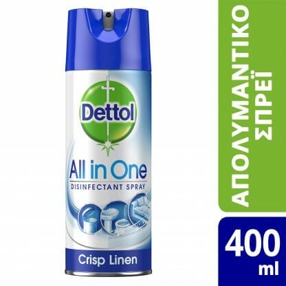 Dettol All In One Spray Crisp Linen Απολυμαντικό Σπρέι για Σκληρές & Μαλακές Επιφάνειες 400ml