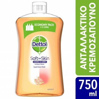 Dettol Liquid Soap Grapefruit Refill Ανταλλακτικό Αντιβακτηριδιακό Υγρό Κρεμοσάπουνο Χεριών με Γκρέιπφρουτ 750ml