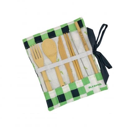OLABamboo Zero Waste Kit with Bamboo Chopsticks Σετ Μαχαιροπίρουνα, Chopsticks & Καλαμάκι Από Μπαμπού σε Θήκη 1 Τεμάχιο