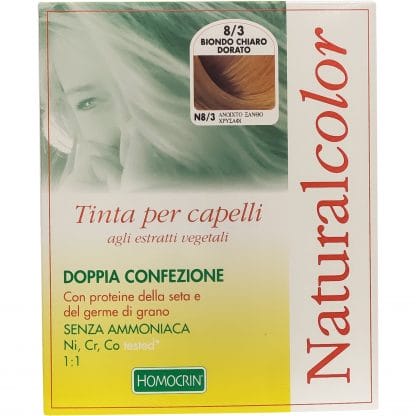 Specchiasol Homocrin Natural Color Φυτική Βαφή Μαλλιών Χωρίς Αμμωνία 1 Τεμάχιο - Ν8/3 Ανοιχτό Ξανθό Χρυσαφί