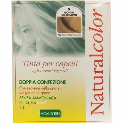 Specchiasol Homocrin Natural Color Φυτική Βαφή Μαλλιών Χωρίς Αμμωνία 1 Τεμάχιο - Ν9 Πολύ Ανοιχτό Ξανθό