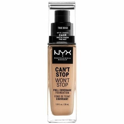 Nyx Can't Stop Won't Stop Full Coverage Foundation Προσφέρει Ματ Κάλυψη και Χρώμα που Διαρκεί για Έως και 24 'Ωρες 30ml - True Beige