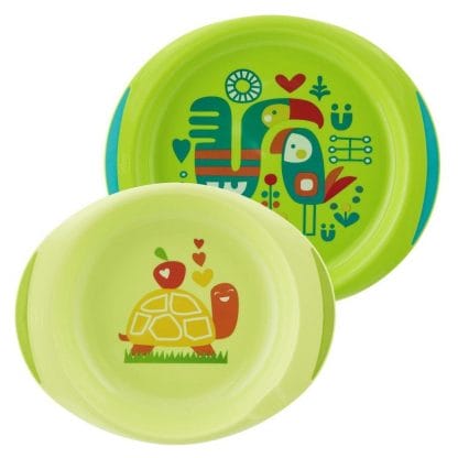Chicco Baby's Dish Set Βρεφικό Σετ που Περιλαμβάνει Μπωλ & Πιατάκι, από 12 Μηνών 1 Τεμάχιο - λαχανί