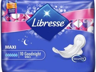 Libresse Maxi Goodnight Σερβιέτες Νύχτας με Φτερά 10 Τεμάχια