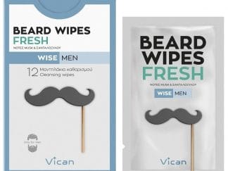 Vican Wise Men Beard Wipes Fresh Υγρά Μαντηλάκια Καθαρισμού Γενειάδας 12 Τεμάχια