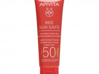 Apivita Bee Sun Safe Anti-Spot & Anti-Age Defence Tinted Face Cream With Marine Algae & Propolis Spf50, Velvet Texture 50ml