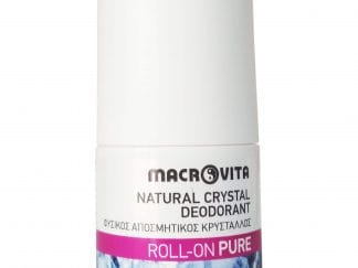 Macrovita Natural Crystal Deodorant Φυσικός Αποσμητικός Κρύσταλλος Roll-On Άρωμα Pure 50ml