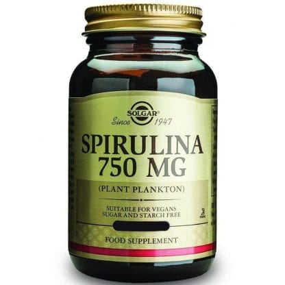 Solgar Spirulina 750mg Συμπλήρωμα Διατροφής για την Ενίσχυση του Οργανισμού, Πλούσιο σε Πρωτεΐνες 80 Caps