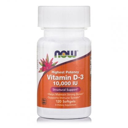 Now Foods Vitamin D3 10.000 IU Συμπλήρωμα Διατροφής με τη πιο Βιοδιαθέσιμη Μορφή Βιταμίνης D 120 softgels