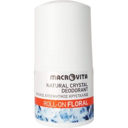 Macrovita Natural Crystal Deodorant Φυσικός Αποσμητικός Κρύσταλλος Roll-On Άρωμα Floral 50ml