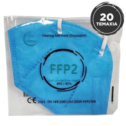 Disposable Non Medical Mask FFP2 - KN95 Μάσκα Προστασίας με Μεταλλικό Έλασμα μιας Χρήσης σε Γαλάζιο Χρώμα 20 Τεμάχια