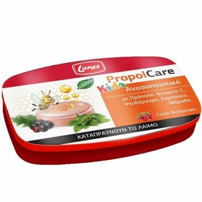 Lanes Propol Care Kids Παιδικές Καραμέλες που Καταπραΰνουν το Λαιμό & Ενισχύουν το Ανοσοποιητικό με Στέβια & Γεύση Βατόμουρο 54g