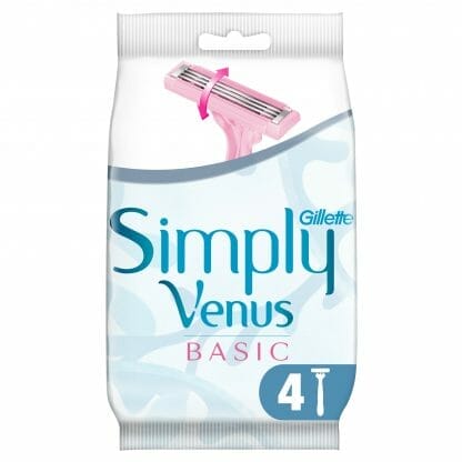 Gillette Simply Venus Basic Ξυραφάκια μιας Χρήσης με 3 Λεπίδες για Πολύ Απαλή Επιδερμίδα 4 Τεμάχια