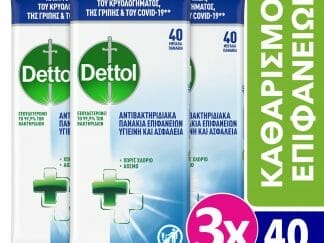 Dettol Πακέτο Προσφοράς Surface Clean Wipes Υγρά Πανάκια Καθαρισμού Χωρίς Άρωμα για Όλες τις Επιφάνειες 3x40 Τεμάχια