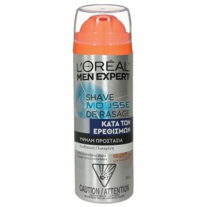 L'oreal Paris Men Expert Shave Mousse de Rassage Ανδρικός Απαλός Αφρός Ξυρίσματος με Ενυδατική Γλυκερίνη για Υψηλή Προστασία Κατά των Ερεθισμών 194g