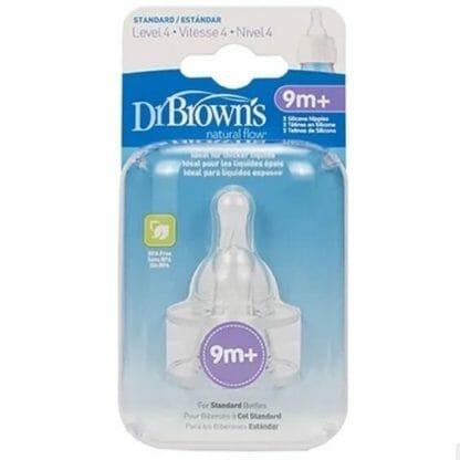 Dr. Brown's Natural Flow Level 4 Θηλές Σιλικόνης Για Στενό Μπουκάλι Με Γρήγορη Ροή Για Μωρά 9+, 2 τεμ.313-GB