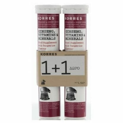 KORRES 1+1 Ginseng, Βιταμίνες & Μέταλλα Γεύση Μανταρίνι 18 Αναβράζοντα Δισκία