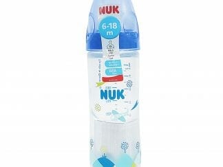 NUK New Classic Μπιμπερό Πολυπροπυλένιο Στενό Σχήμα με Θηλή Σιλικόνης 250ml - μπλέ