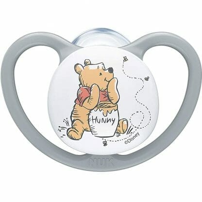 Nuk Space Disney Baby Winnie the Pooh Πιπίλα Σιλικόνης με Βελτιωμένο Πρωτοποριακό Σχήμα 1 Τεμάχιο - 0-6 Μηνών Γκρι