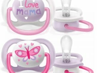 Avent Ultra Air Ελαφριά Πιπίλα για να Αναπνέει το Δέρμα του Μωρού, Λευκό Μωβ 0-6m SCF085/02, 2 Τεμάχια