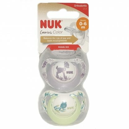 Nuk Genius Color 0-6m Πιπίλες Σιλικόνης με Κρίκο Από 0-6 Μηνών 2 Τεμάχια - 0-6 Μηνών Μωβ - Πράσινο