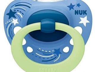 Nuk Signature Night Orthodontic Silicone Soother Ορθοδοντική Πιπίλα Σιλικόνης 18-36 Μηνών με Θήκη 1 Τεμάχιο - γαλάζιο