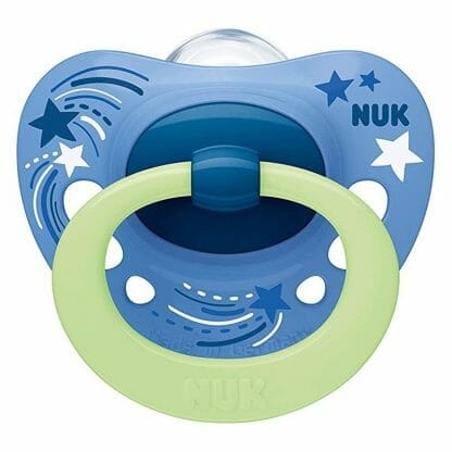 Nuk Signature Night Orthodontic Silicone Soother Ορθοδοντική Πιπίλα Σιλικόνης 18-36 Μηνών με Θήκη 1 Τεμάχιο - γαλάζιο