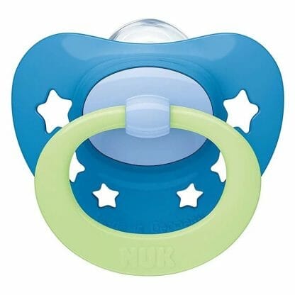 Nuk Signature Night Orthodontic Silicone Soother Ορθοδοντική Πιπίλα Σιλικόνης 18-36 Μηνών με Θήκη 1 Τεμάχιο - μπλέ