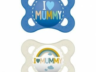 Mam I Love Mummy & Daddy Ορθοδοντική Πιπίλα Σιλικόνης Κωδ 115S από 2 Έως 6 Μηνών 2 Τεμάχια - Μπλε - Λευκό