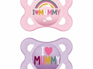 Mam I Love Mummy & Daddy Ορθοδοντική Πιπίλα Σιλικόνης Κωδ 115S από 2 Έως 6 Μηνών 2 Τεμάχια - Ροζ - Μωβ